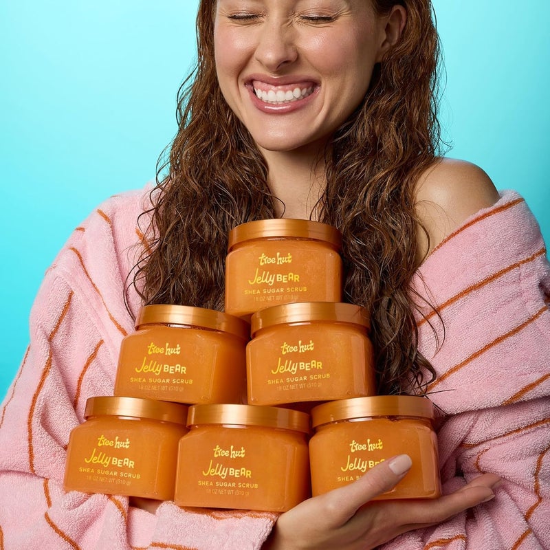 Treehut Jelly Bear Shea Sugar Scrub, Exfoliating, Hydrating & Moisturizing Body Scrub with Shea Butter & Nourishing Essential Oils, Smooth & Soften Skin, 18 oz - Image 4